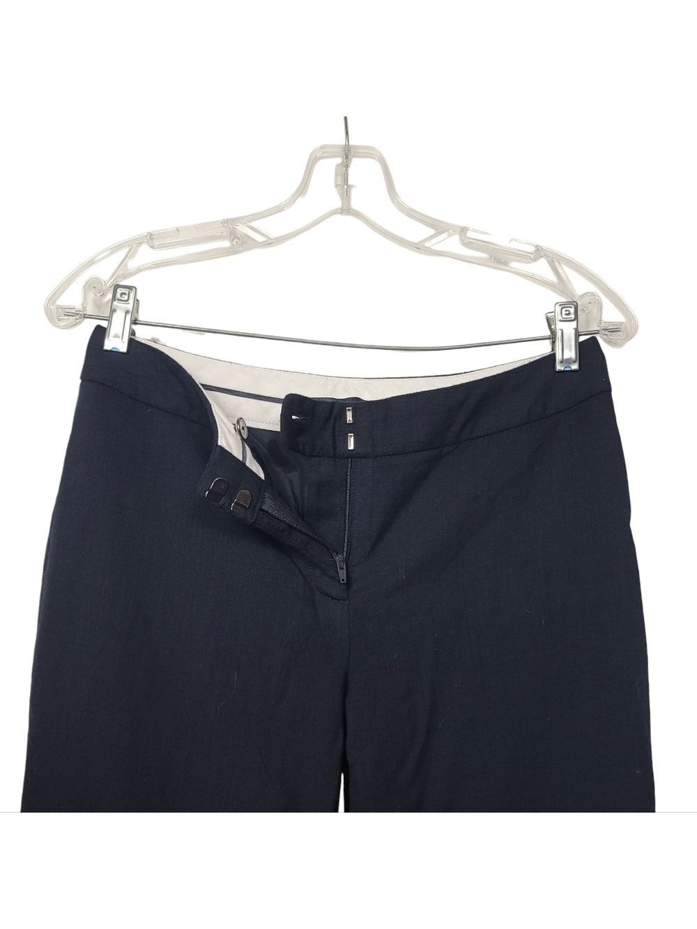 Elie Tahari Navy Blue Virgin Wool Pants 4 - Picture 3 of 8